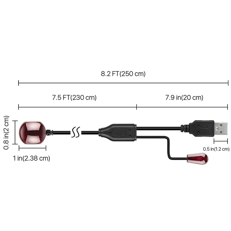 TNP IR Infrared Remote Control Extender Repeater Cable (8.2 Feet) - IR Signal Receiver & IR Emitter Blaster Extension Cable Wire Cord USB Powered System Kit