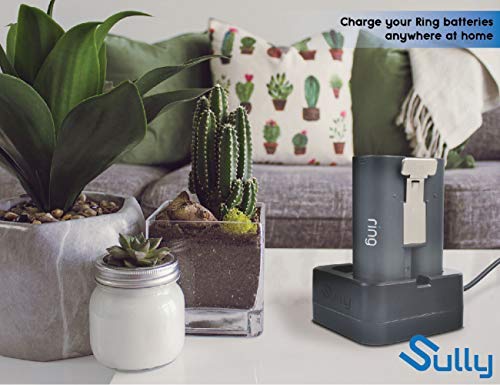 Charging Station for Ring Rechargeable Batteries (Black) - for Video Doorbell 2 Spotlight Cam & Ring Stick Up Cam - Ring Door Bell Batteries Charger - Spotlight Cam Battery Charging Adapter by Sully