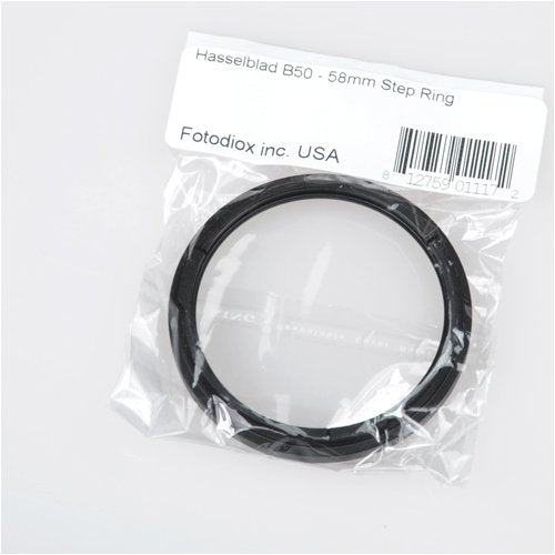 Fotodiox Bayonet 50 B50-58mm Step Up Filter Adapter Ring for Hasselblad, Anodized Black Metal Filter Adapter Ring 50-58mm