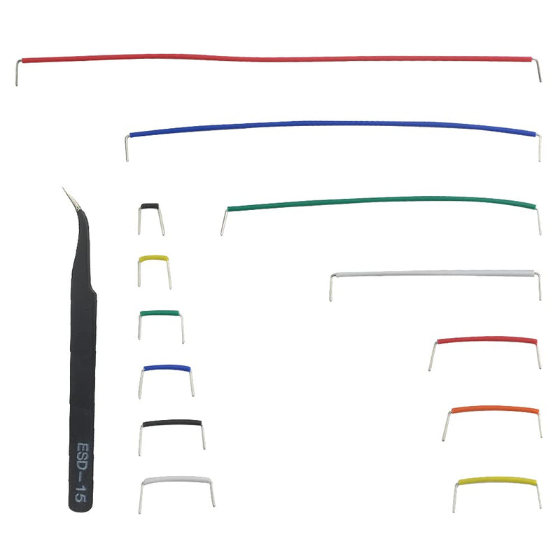 XINGYHENG 560Pcs 8 Colors 14 Kinds 2.54mm Jumpers Wire Kit Breadboard Circuit Board Jumpers Wire PVC Soldering Double-end Tinning Connector Cable(PCB Jump Circuit Board Cable Wire Set) with a Tweezer