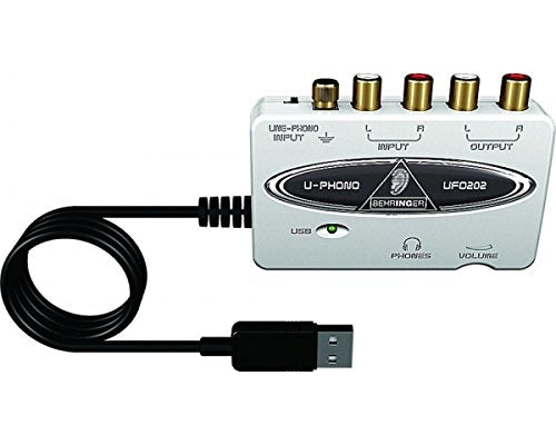Behringer UFO202-BK High-Quality USB Audio Interface Vinyl Recording Bundle, Black