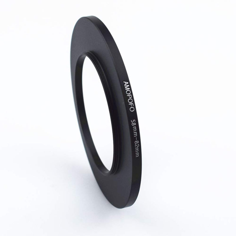 58-82mm Metal Ring/58mm to 82mm Step-Up Ring for Filters,Made of CNC Machined Space Aluminum with Matte Black Electroplated Finish,Compatible with All 58mm Camera Lenses & 82mm Accessories 58 to 82mm Step Up Ring Adapter