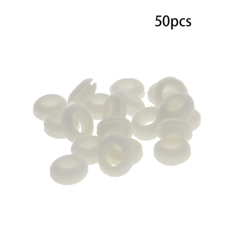 Fielect Rubber Grommet 50Pcs 10mm Inner Dia Oil Resistant Armature Rubber Grommets for Wiring Cable White Hole Dia:10mm