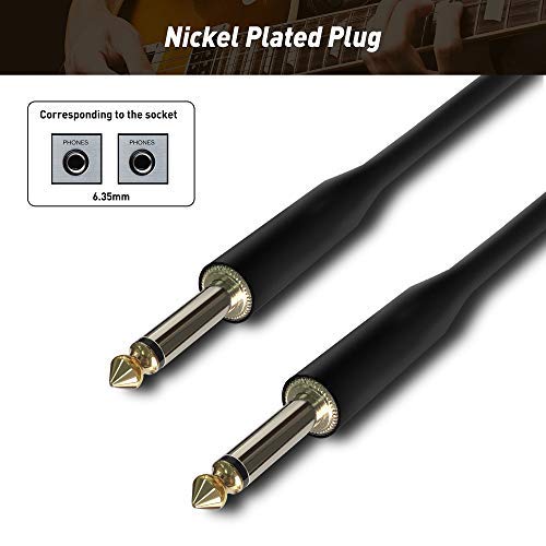[AUSTRALIA] - Guitar Cable 10 Ft, Bass Amp Cord, 1/4-Inch TS to 1/4-Inch TS, Audio Cable, Black, Single Black Double Straight 