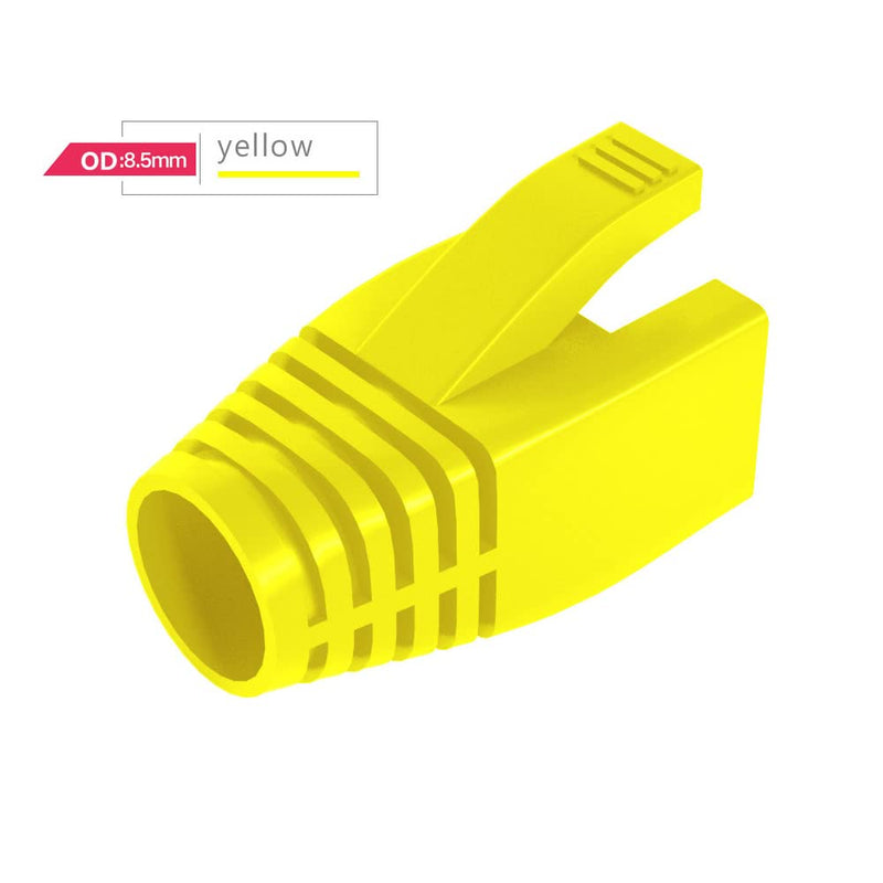 [AUSTRALIA] - VIVOCH 50 Pcs Cat6A Cat7 Cat8 Strain Relief Boot, RJ45 Plug Connector Cover Modular Network Plug Connector Cap Cable Connector Boots, Yellow 
