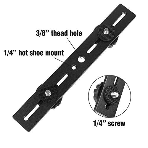 Dual Flash Bracket,Chromlives Dual Tripod Mount Bracket,1/4" Dual Camera Mount Flash Extension Bar,8" Dual Tripod Bracket for Camera,LED Light,DSLR Camera,Tripod,Flash Light(2 Pack)