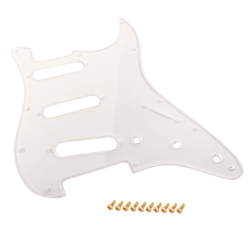 Alnicov 11 Hole PVC Clear SSS Guitar Pickguard Scratch Plate With Gold Screws for ST Electric Guitar