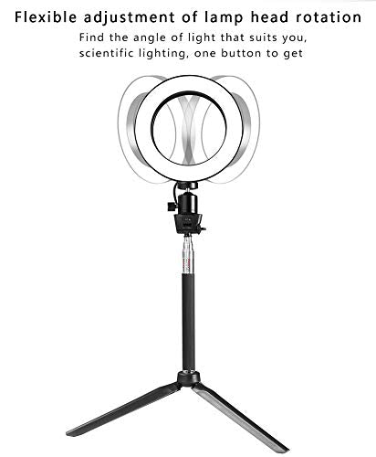 iFCOW Ring Camera Light for Video Conferencing Lighting Recording Photo Studio LED Ring Light Dimmable Phone Video Lamp with Tripod Selfie Stick Black