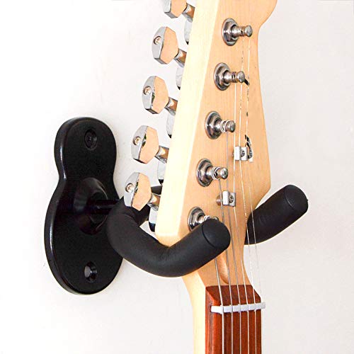 Guitar Wall Mount Hanger 2 Pack Hook Acoustic Electric Bass Guitar Wall Hanger Black Metal Guitar Holder