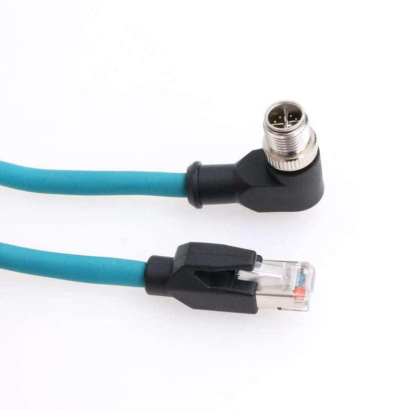 Eonvic Right Angle M12 X Code to RJ45 Cognex Industrial Ethernet High Flex Cable 5M Right angle X-code Blue