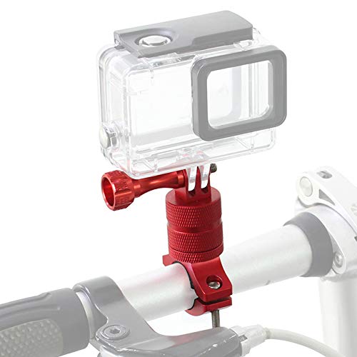 Hooshion Aluminium Alloy Bike Mount Bicycle Clamp Mount Motorcycle Handlebar Mount,360 Degree Rotation Metal Mount Bike Holder for Gopro Hero 8/7/6/5/4/3/ Xiaoyi Action Camera (Red) Red