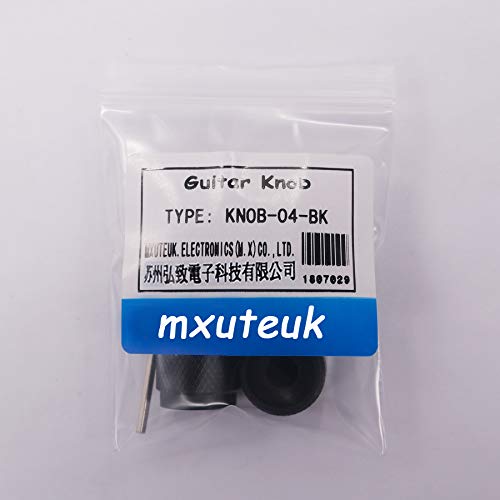 mxuteuk 4pcs Black Aluminum Alloy Potentiometer Control Knob Volume Audio Electric Guitar Bass Screw Type 17 x 16mm (dh) KNOB-04-BK