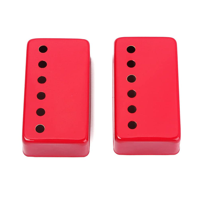 Alnicov Set of 2 Humbucker Guitar Pickup Covers Brass Pickup Covers 50MM/52MM Pole Spacing Fits for LP Les Paul Electric Guitar,Red