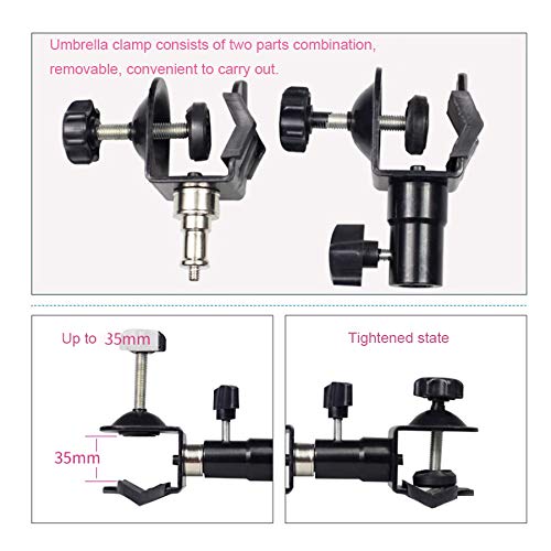 Hooshion Metal Tripod Umbrella Holder, Outdoor Camera Tripod Umbrella Holder Metal Clip Bracket Stand Clamp Photography Accessory(Metal Clip Not Plastic Clip)