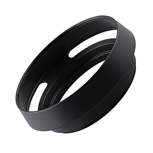 77mm Vented Curved Metal Lens Hood Compatible Fuji/Sony/Canon/Leica - Black Color