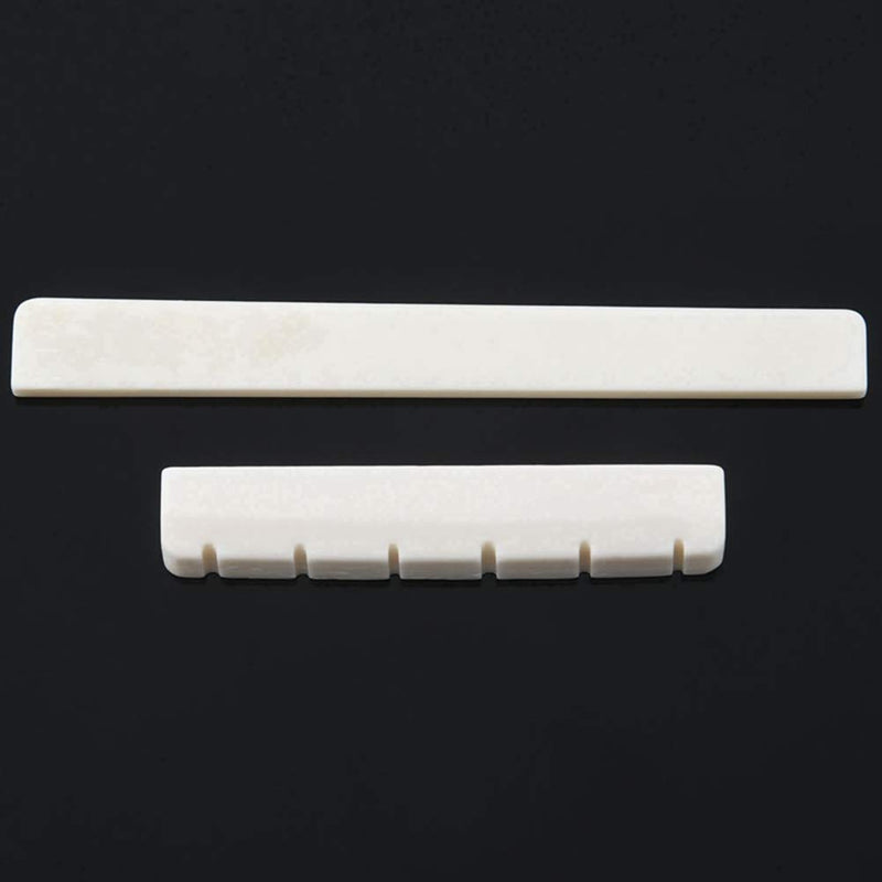 Alnicov Guitar Saddle Nut Cattle Bone Slotted for 6 String Acoustic Guitar Replacement