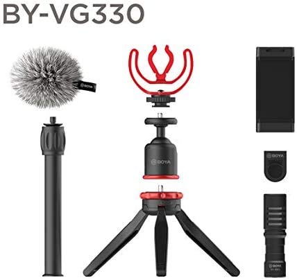 BOYA BY-VG330 Microphone Tripod,Smartphone Video Microphone Kit,Phone Clip MIC Mount Boya by-MM1 kit for Smartphone DSLR Camera PC Vlog Live Studio Video Accessories,Vlogging Kit for YouTube TikTok