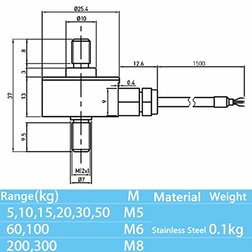 DYMH-103 Load Cell Miniature Weighing Sensor Pull Rod Pressure Tension Sensor Portable Crane Scale(0~5kg) 0~5kg