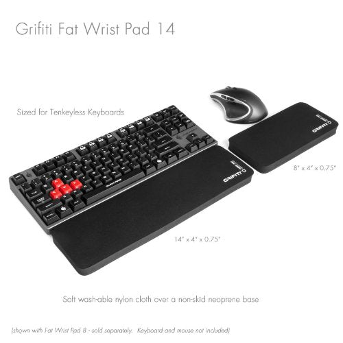 Grifiti Fat Wrist Pad 14 4 X 14 X 0.75 Inch Keyboard Wrist Rest for Tenkeyless Mechanical and Gaming Keyboards (Black Nylon) 4 x 14 inches BLACK NYLON