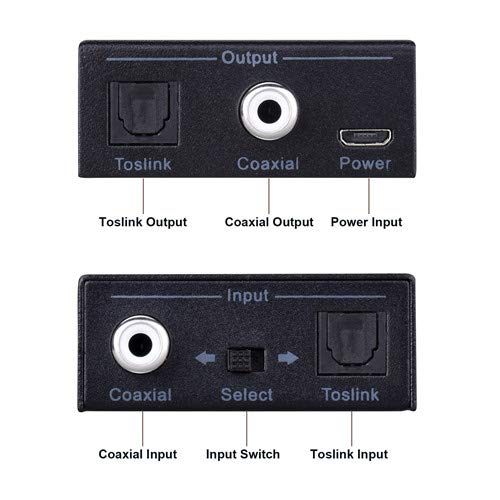 Optical to Coax, Tendak Optical SPDIF Toslink to Coaxial and Coaxial to Optical SPDIF Toslink Bi-Directional Swtich Digital Audio Converter Splitter Adapter