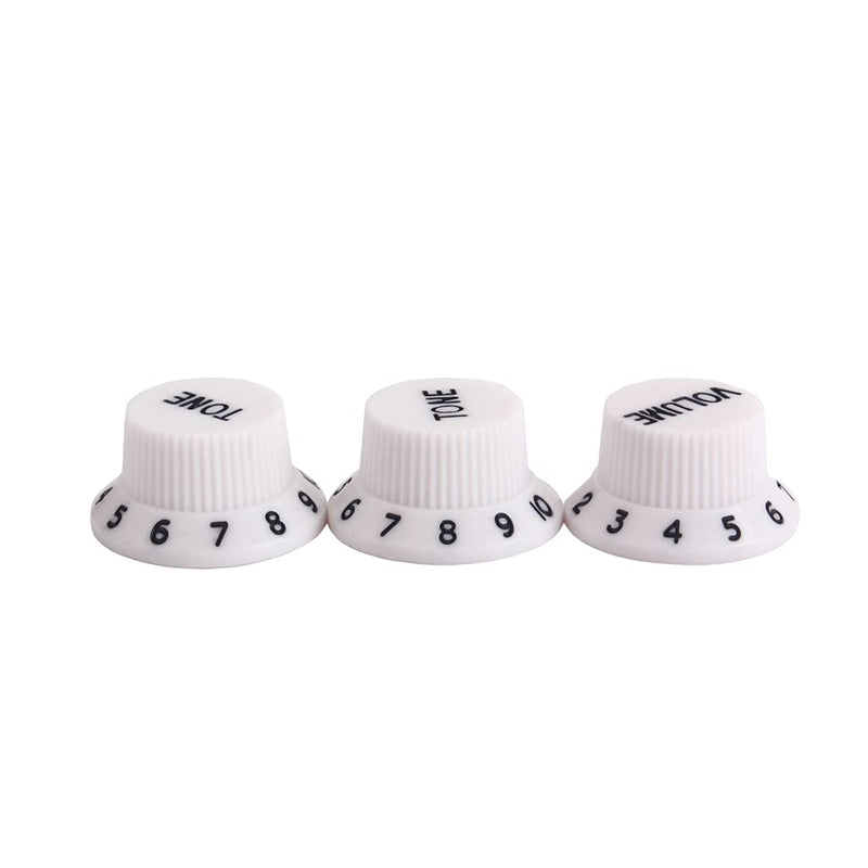 Alnicov Guitar Knobs Plastic Top Hat Guitar 2T1V Control Knobs Amplifier Knobs for Strat ST Guitar 3Pcs White