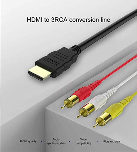 HDMI to RCA Cable,1080P HDMI Male to 3rca Video Audio AV Composite Male M/M Connector Adapter Cable Cord Transmitter(NO Signal Conversion Function), One-Way Transmission from HDMI to RCA for TV HDTV