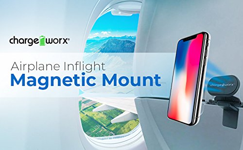 ChargeWorx Airplane Inflight Magnetic Phone & Tablet Mount - 360 Degrees Rotate Universal Device Flight Seat Holder - Designed Multi-Angled Viewing, Supports Different CellPhones & Tablets