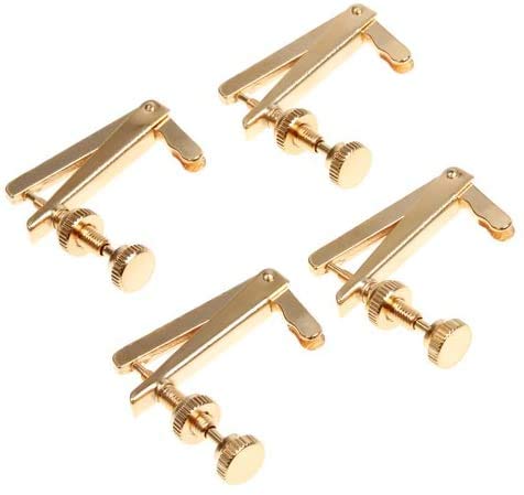 Jiayouy 6Pcs Ebony 4/4-3/4 Violin Tailpiece with 4 Fine Tuners 1pcs Nylon Tailgut Violin Accessories Kit Gold