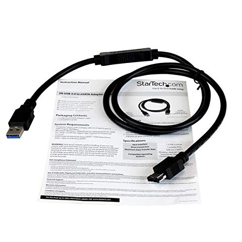 StarTech.com 3 ft USB 3.0 to eSATA Adapter - 6 Gbps USB to HDD/SSD/ODD Converter - Hard Drive to USB Cable (USB3S2ESATA3)