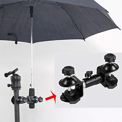 Hooshion Metal Tripod Umbrella Holder, Outdoor Camera Tripod Umbrella Holder Metal Clip Bracket Stand Clamp Photography Accessory(Metal Clip Not Plastic Clip)