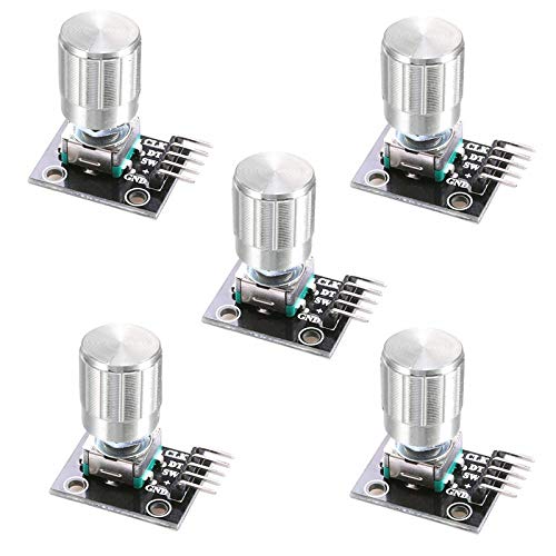 DAOKI 10PCS Rotary Encoder Module KY-040 Brick Sensor Switch Button Development Board with 10PCS 15×16.5mm Knob Cap, Dupont Cable for Arduino AVR PIC