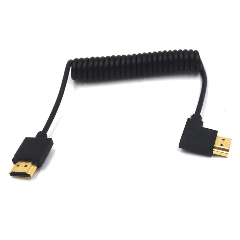 Kework 3.9ft HDMI 4K Coiled Cable, HDMI 2.0 Version HD High Speed Cable, 90 Degree Right Angle HDMI Male to HDMI Male Adapter Spring Spiral Cord, 4k 60HZ (Right Angle)