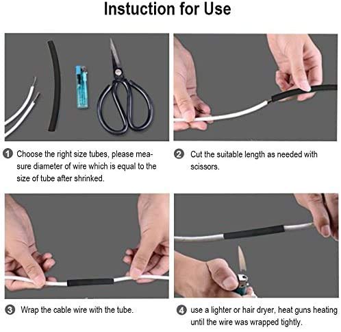 PONFY Dual Wall Heat Shrink Tubing 3:1 Ratio Heat Activated Adhesive Glue Lined Marine Shrink Tube Wire Sleeving Wrap Protector Black and Red, 2 Pack, 1.2M/4FT (Dia 19.05mm (3/4")) 3/4" Diameter 4FT Black + 4FT Red
