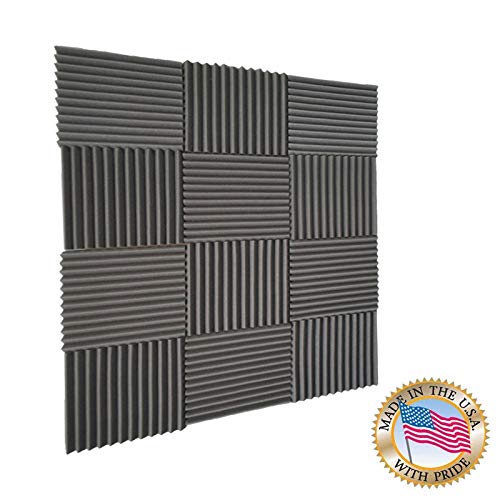 [AUSTRALIA] - Mybecca 12 PACK Acoustic Foam Wedge Soundproofing Wall Tiles 12" X 12" X 1", Charcoal 