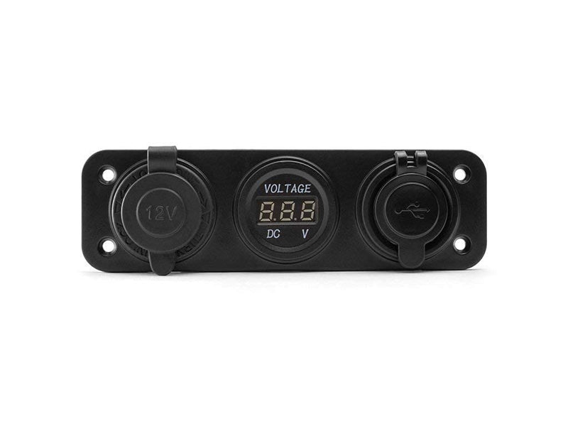 12V Socket with Twin USB Power Supply and Voltmeter Car Van 4X4 Pick Up Truck