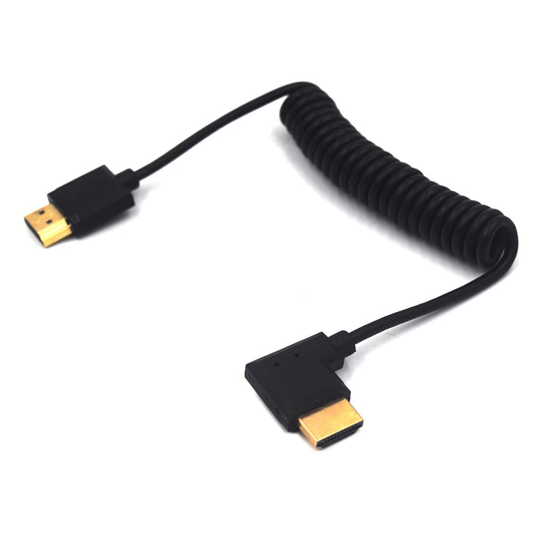 Kework 3.9ft HDMI 4K Coiled Cable, HDMI 2.0 Version HD High Speed Cable, 90 Degree Left Angle HDMI Male to HDMI Male Adapter Spring Spiral Cord, 4k 60HZ (Left Angle)
