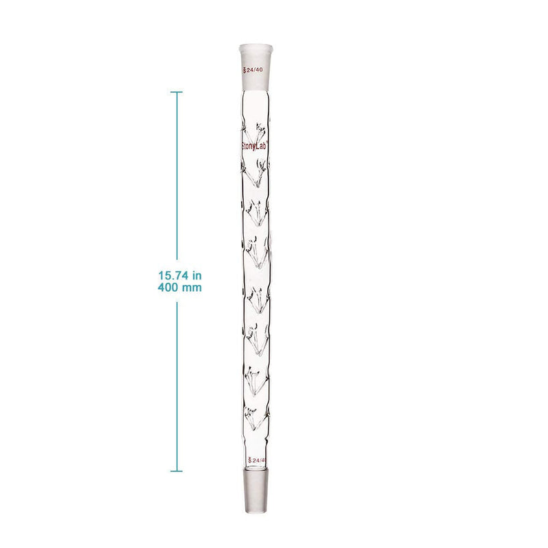 stonylab Vigreux Distillation Column, 24/40 400 mm Length Borosilicate Glass Fractional Distillation Column Vigreux Column with Indentations for Laboratory