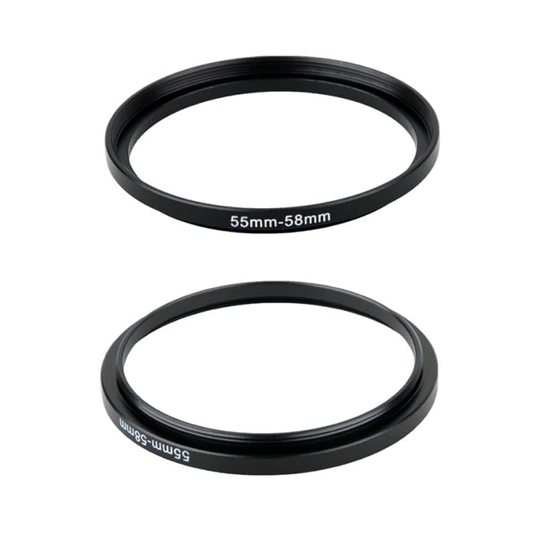 55mm-58mm Step Up Ring(55mm Lens to 58mm Filter, Hood,Lens Converter and Other Accessories) (2 Packs), Fire Rock 55-58 Aerometal Camera Lens Filter Adapter Ring