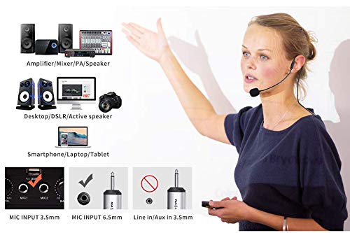 XTUGA UHF Whole-Metal Wireless Headset Lavalier Microphone System- Wireless Headset Microphone For iPhone, DSLR, Podcast, Video Recording, Video Blog, Interview, Teaching (One Transmitter) One Transmitter