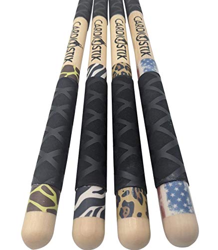 CardioStix 8.5oz Bundle Highest-Weighted Double Grip(1 PAIR) Premium American Hickory Wood Cardio Drum Sticks | Drumming, Fitness, Aerobic Class, Exercises American Flag with Bag-NEW IMPROVED!