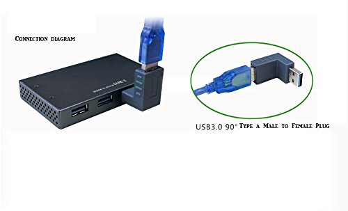 2pcs USB 3.0 up Down Male to Female Extension Adapter Combo Upward and Downward 90 Degree Right Angle USB 3.0 Super-Speed Connector Adapter(Black)