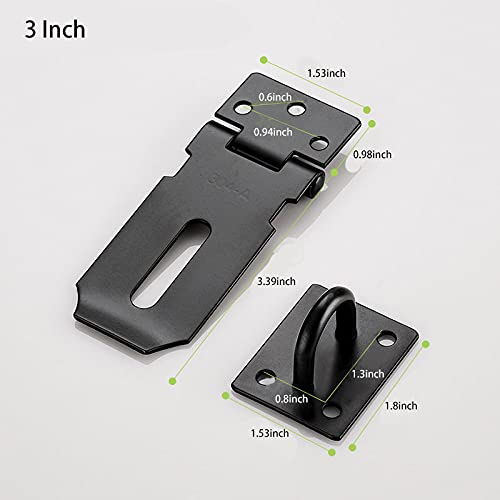 Door Hasp Padlock Latch Stainless Steel Safety Clasp Hasp Lock Latch Matte Black Finish 2 Pack (3inch) 3inch