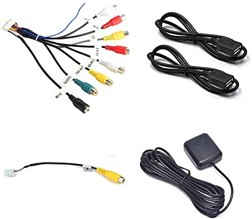 for Android Car Radio Stereo Power Cable RCA Video Audio CAM in Adapter USB Cables GPS Antenna Aftermarket Android Radio Accessory Harness Kit Set 16pin Test Power on Cable Radio Accessories Set with 16PIN Cable