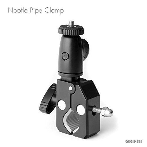 GRIFITI Nootle Heavy Duty Bike Bar Clamp Full Metal Construction 1/4 20 Threaded for Cameras and Phone Mounts