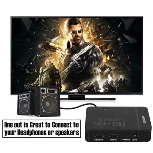 AGPTEK HD Game Capture Video Capture 1080P HDMI/AV Recorder Xbox 360&One/ PS3 PS4,Support Mic in with Both HDMI and AV Input