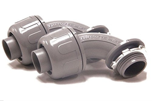 Sealproof 1/2-Inch Nonmetallic Liquid-Tight 90-Degree Electrical Conduit Connector Fitting, 1/2" Dia, 5-Pack