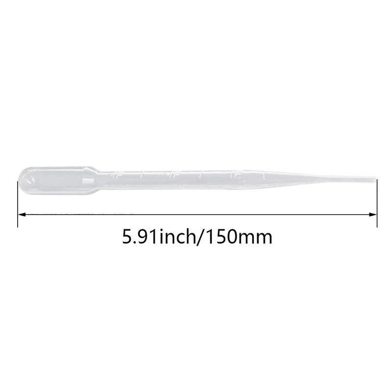 Bettomshin 100Pcs 3ml Plastic Disposable Pipettes Tube 5.91" Length Clear Graduated Transfer Pipettes Liquid Dropper for Ear Eye Essential Oils Alcohol Paint Makeup Lab