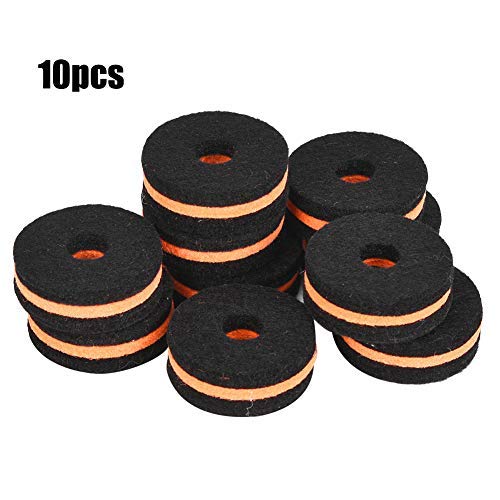 Dilwe Cymbal Stand Felt, 10 Pcs Cymbal Stand Felt 35mm Black Orange Cymbal Protection Sleeve Replacement Part