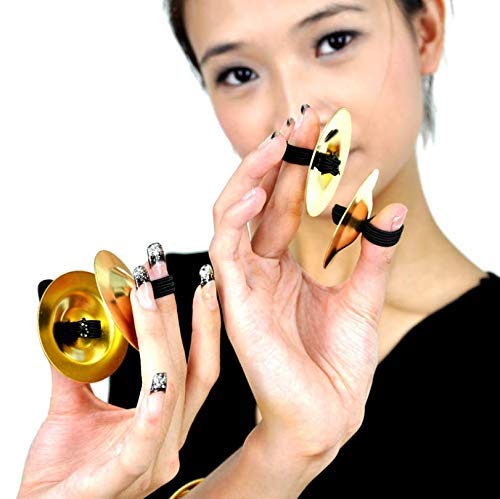 Finger Cymbals, Music Instrument Rhythm Maker Belly Dance Finger Cymbals Brass Zills for Dancer Evening Party, One Pair