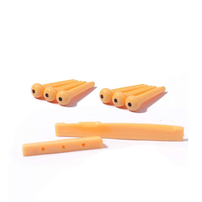 Alnicov Acoustic Guitar Plastic Bridge Saddle and Nut for Acoustic Guitar Replacement Parts